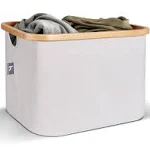 Hennez 40L Storage Basket for IKEA Kallax - Foldable Small Basket for Laundry - Fabric Storage Bins Bamboo - Collapsible Storage