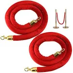 Generic CZWESTC 2 Pcs Red Velvet Stanchion Rope, Crowd Control Rope Barrier with ...