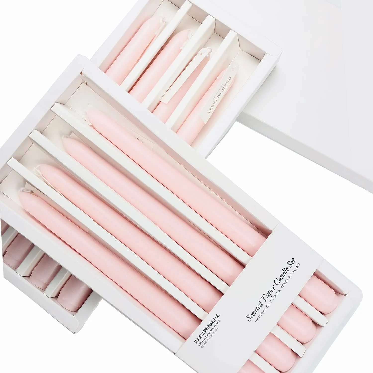 Taper Candles 10'' Colored Candle Sticks Set of 8 | Rose Scented (Baby Pink, 2-Pack)