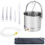 Enema Kit Stainless Steel 2 Quart Capacity Bucket 5ft Silicone Hose for Colon Detox Cleanse Enemas