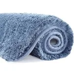 Suchtale Non Slip Bath Mat (16 x 24, Blue) Water Absorbent Soft Microfiber Rug Machine Washable Thick Plush Shaggy Bath Rug for Bathroom, Shower