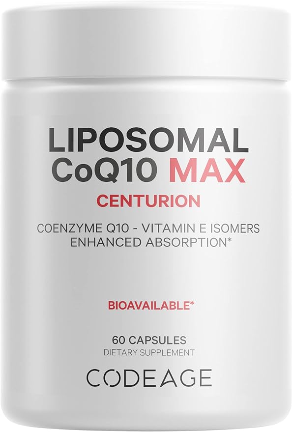 Codeage Liposomal CoQ10 Max Supplement - 250 mg Coenzyme Q10 with Vitamin E Isomers Tocopherols - 2-Month Supply - 1 Capsule Per Serving - Liposomal Delivery - Non-GMO, Gluten-Free - 60 Capsules