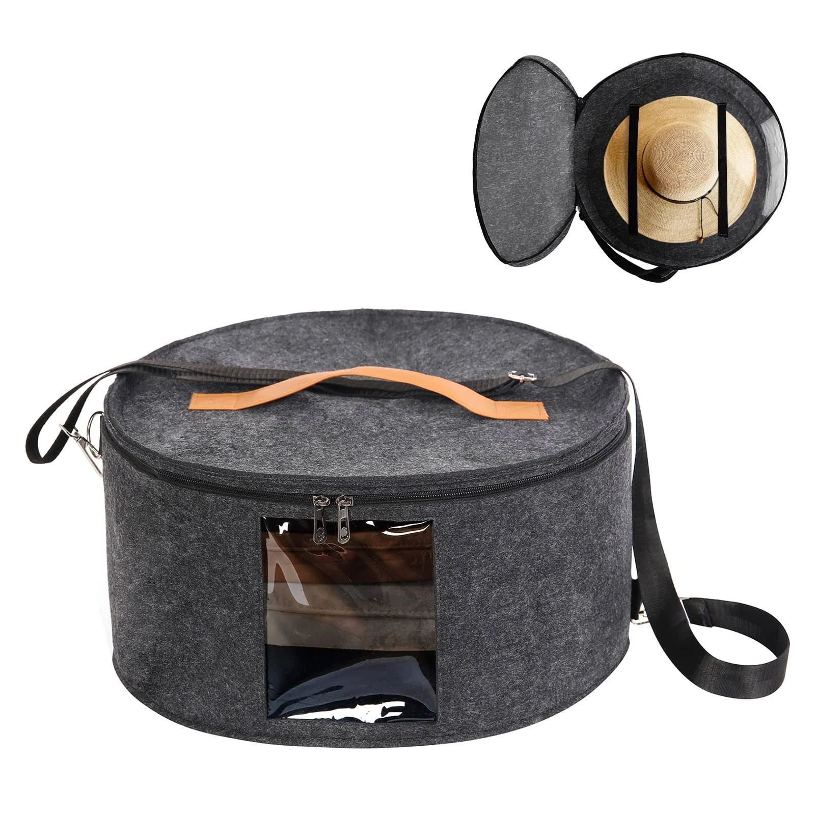 Ohiyoo Hat Box Hat Storage Box 16'' x 8'' Travel Hat Box Hat Boxes with Lids ...