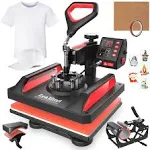 Heat Press, Lya Vinyl 5 in 1 Heat Press Machine - 12 x 15 inch Combo Swing Away T-Shirt Sublimation Transfer Printer, Including Mug, Hat and Plate Accessories