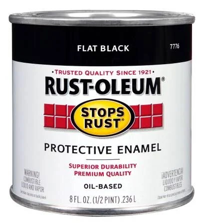 Rustoleum .50 Pint Flat Black Protective Enamel Oil Base Paint 7776 730