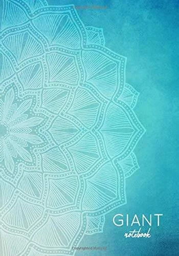 Giant Notebook | 800 Lined Pages, Blue Mandala Theme: 7 x 10 in, with Table of Contents and Page Numbers, Golding’s Large Journal Series