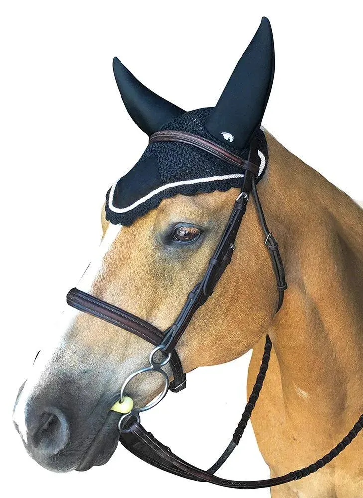 Horse Sound Off Ear Net, Soundless Bonnet (Black)