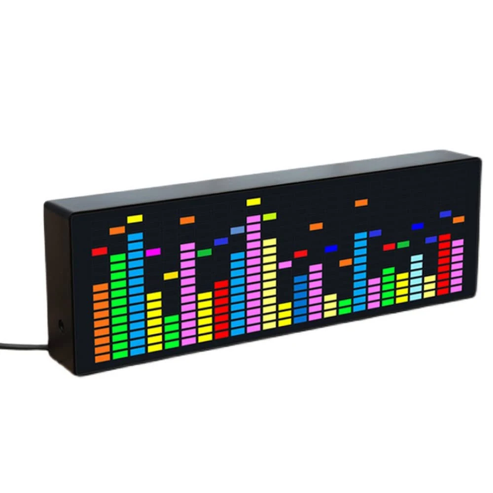 NA Led Music Spectrum Display RGB Colorful 1624 Segment Rhythm Light Level Voice Sensor Clock Display 384 LEDs 20 Dynamic & 7 Color Effect Display