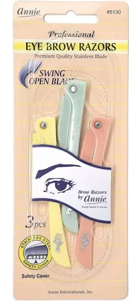 Annie Foldable Eyebrow Razor Set 3ct Asst Color #5130