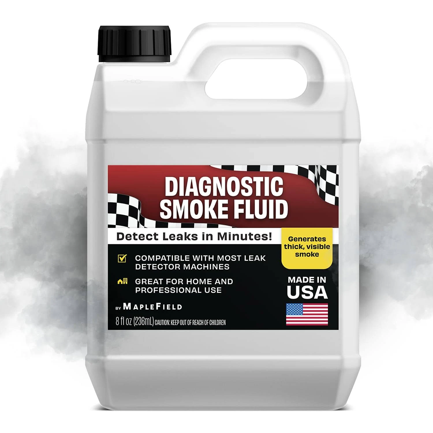 Maplefield - Diagnostic Smoke Fluid - 8 oz Leak Detection Solution - Produces High-Visibility Smoke - Helps Detect Automotive Leak Problems