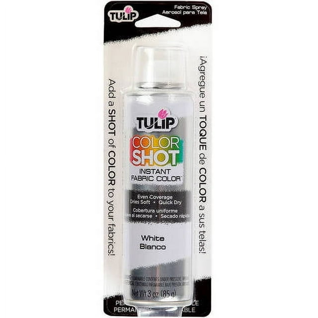 Tulip Color Shot Instant Fabric Color Spray 3 oz White, Quick Dry, Even Coverage