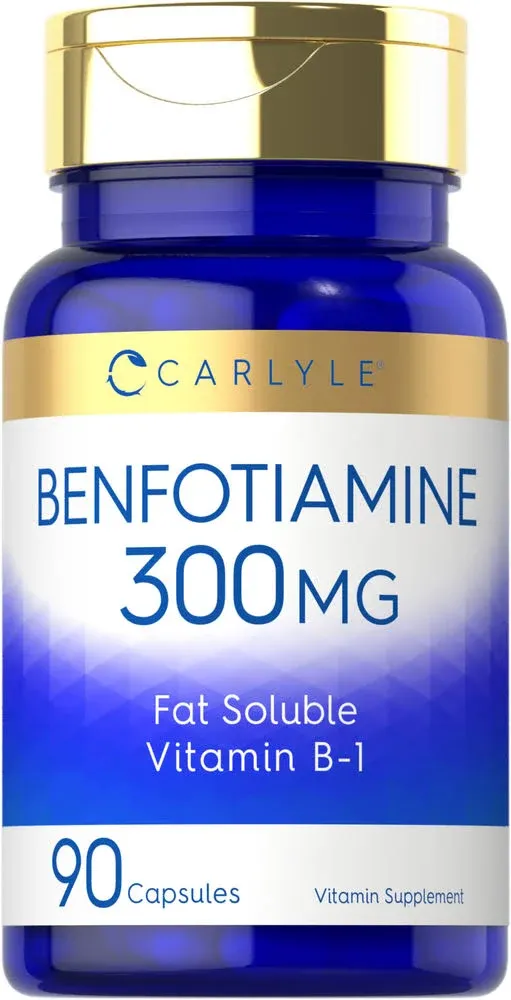 Carlyle Benfotiamine 300mg 90 Capsules Fat Soluble Vitamin B-1 Non-GMO, Gluten Free