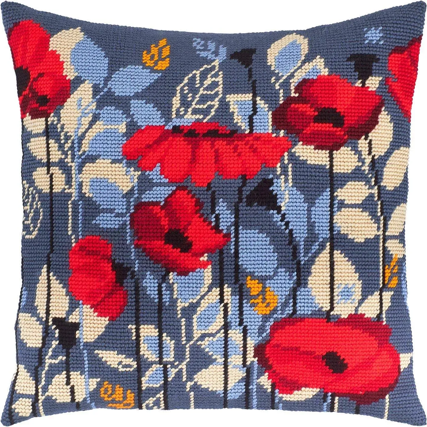 Brvsk Poppies in The Evening. Needlepoint Kit. Throw Pillow 16×16 Inches. Printed Tapestry Canvas, European Quality