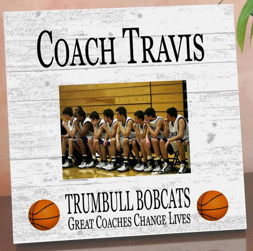 Broad Bay Basketball Coach Gift Plaque with Photo - UPLOAD Team Picture - Frame Alternative Personalized Appreciation Award For End Of Season Coaches Present 10in x 10in (Basketball)