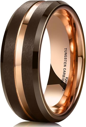 King Will Classic 8mm High Polish/Matte Finish Men's Tungsten Ring Wedding Band Comfort Fit 8.5