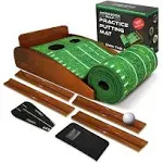 Moss Boss Golf Practice Putting Mat and Putting Tutor - Indoor Golf Putting Green with 2 Holes and Return Track for Practicing at Home or in The Offi