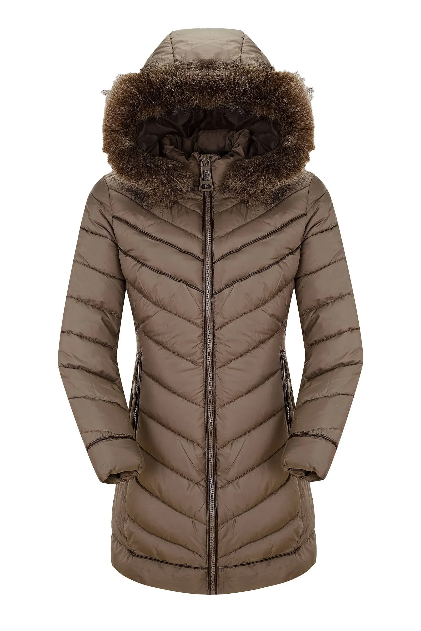 Bellivera Puffer Jacket WomenLightweight Padding Bubble Hooded Coat with Fur ...