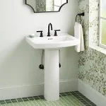 Pennfield 24" Specialty Vitreous China Pedestal Bathroom Sink with Overflow and 3 Faucet Holes at 8" Centers