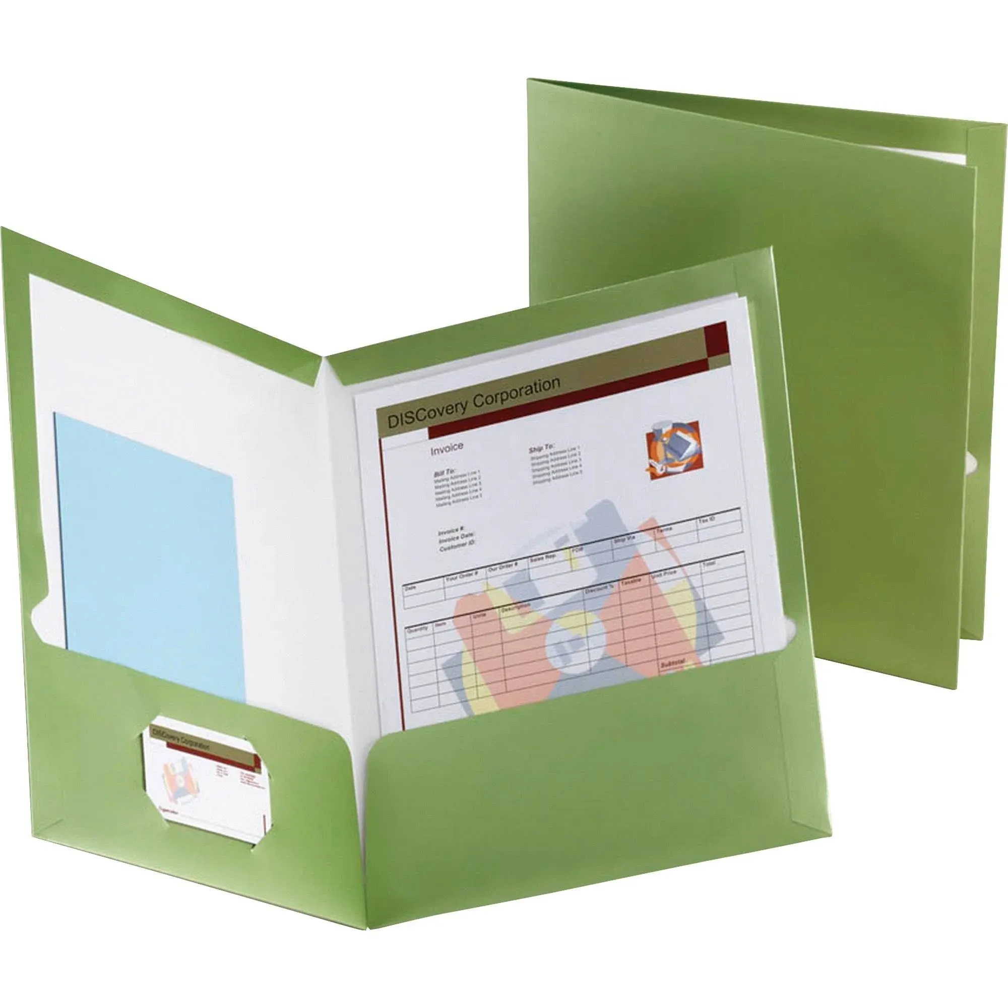 Oxford Two-Pocket Laminated Folder Metallic Green 25/Box 5049560