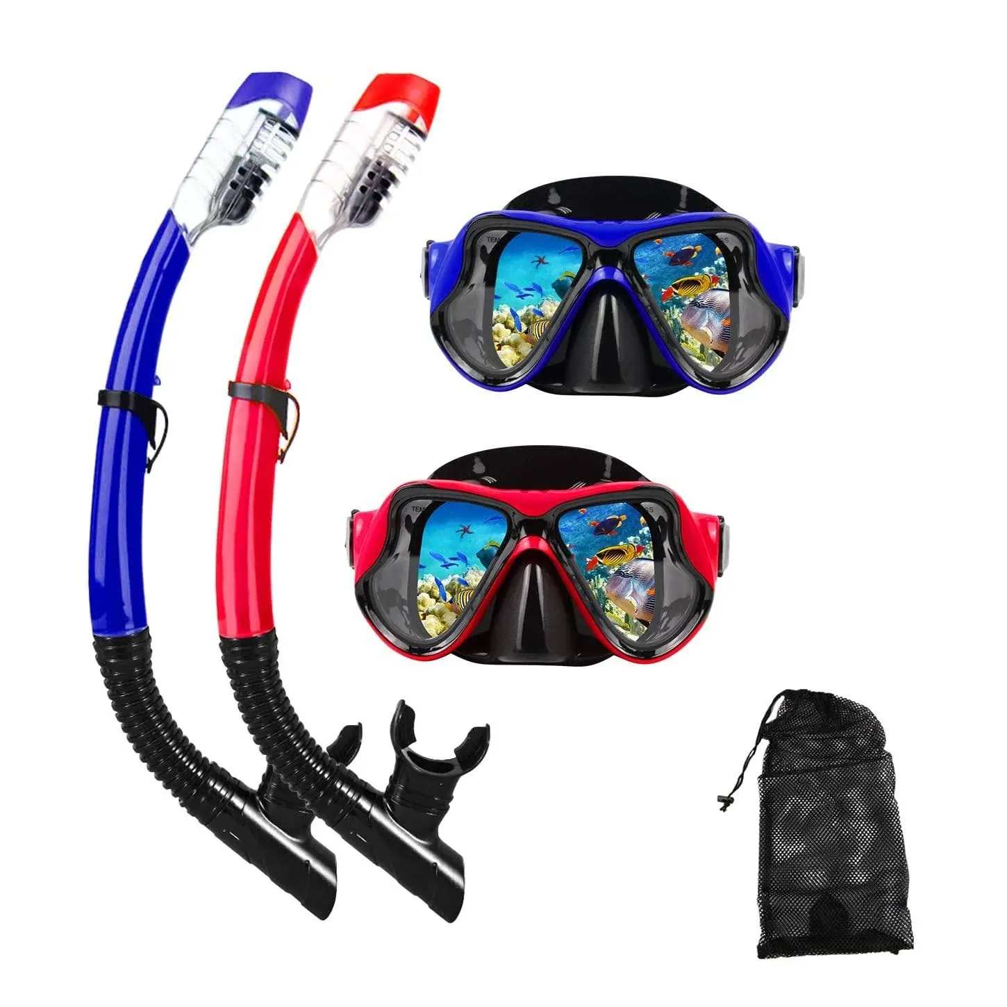 Snorkeling Gear for Adults Snorkel mask Set Scuba Diving mask Dry Snorkel Swimming Glasses Swim Dive mask Nose Cover Youth Diving