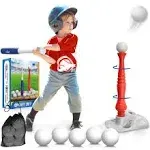 Eagle Stone ES09 EagleStone T Ball Sets for Kids 3-5, 5-8, Tee Ball Set for Toddlers, Baseball Outdoor Toy Includes 6 Large Balls, Adjustable Teeball Batting Tee, Tball Games for Boys & Girls, Kids Ages 3-12 Years