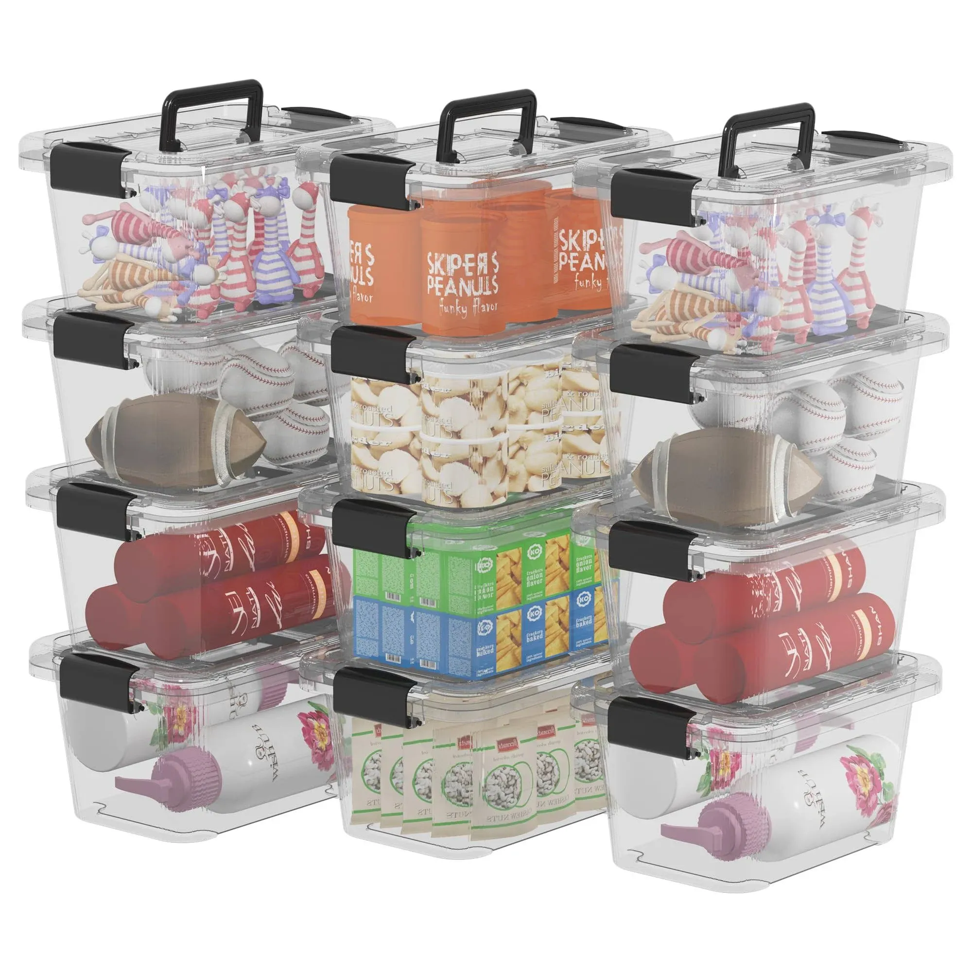 Cetomo 6.8Qt*12 Plastic Storage Bins, Storage Box, 12 Pack, Tote Organizing ...