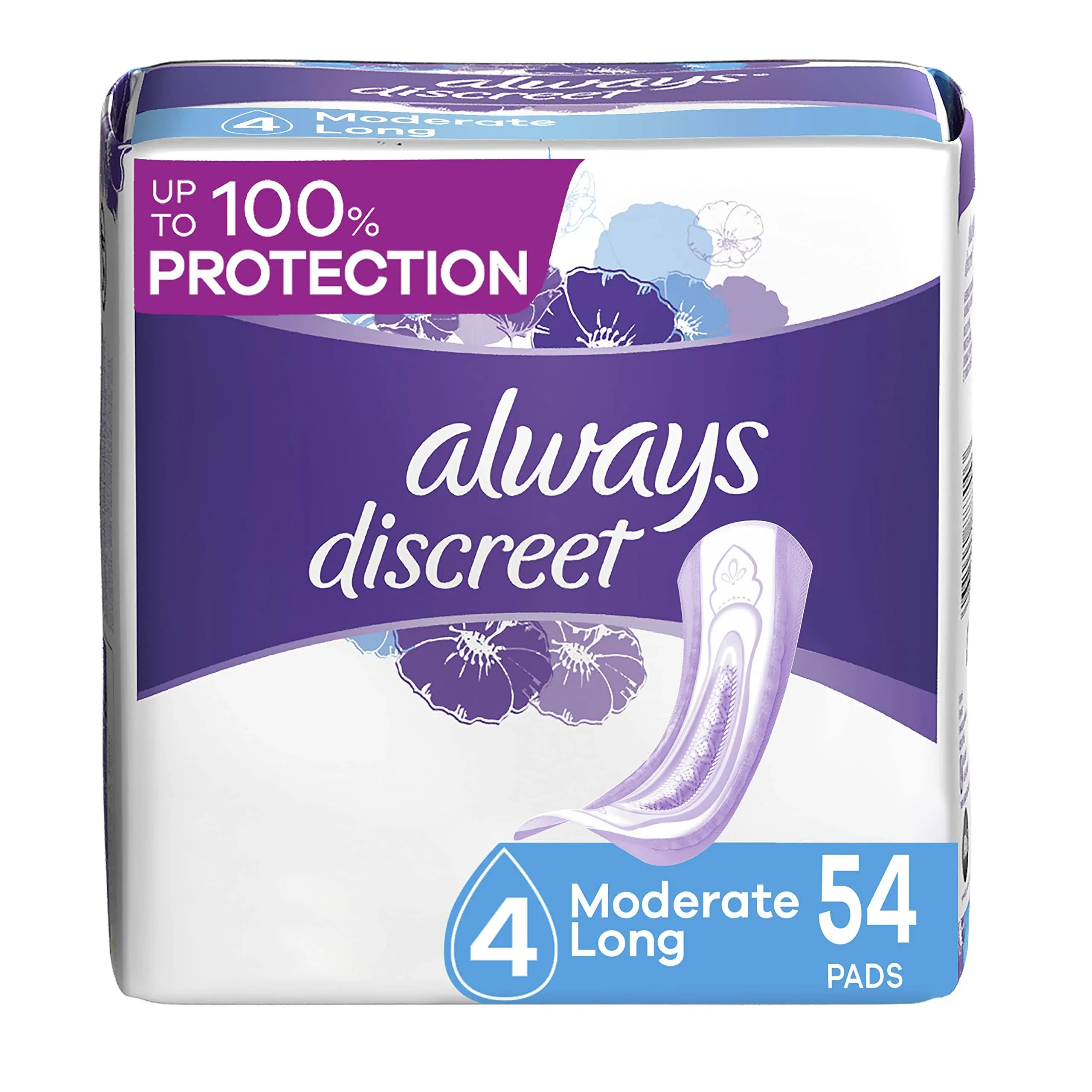 Always Discreet Moderate Long Absorbency Pads (1.4 lbs)