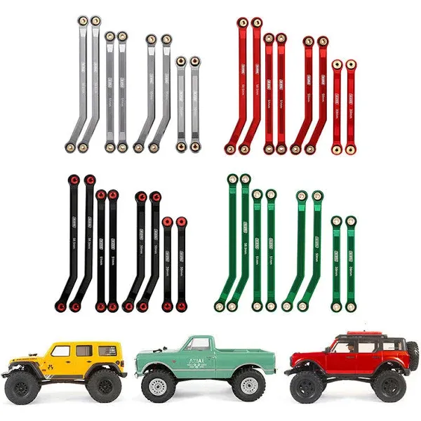 INJORA 8pcs Aluminum High Clearance 4 Links Set for SCX24 C10 JLU Bronco Base Camp, Black