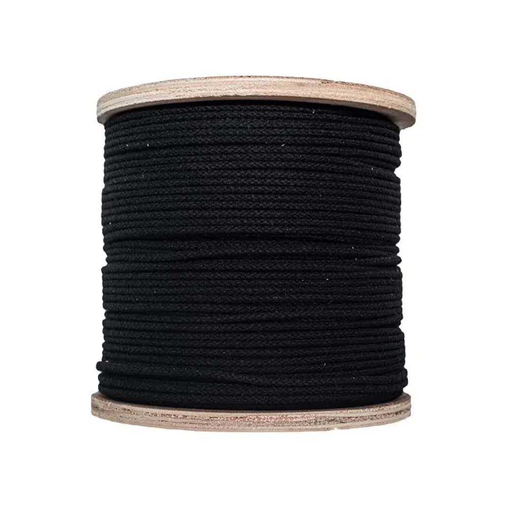 SGT KNOTS Unglazed Cotton Tie Line - Multipurpose Polyester Core for Theatrical Projects, Decor, Cable Management, Hunting - Durable, Weatherproof, Tie Down Rope (1/8" x 1000ft, Black)