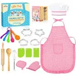 Toyze Birthday Gifts for 3-8 Year Old Girls Apron for Girls Kids Cooking Toddler Toys Kids Chef Hat and Apron