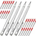 NEPAK 4 Pack Tungsten Carbide Tip Scriber with Extra 4 Free Replacement Marking Tip, Aluminium Etching Engraving Pen with Clip and Magnet for Glass,