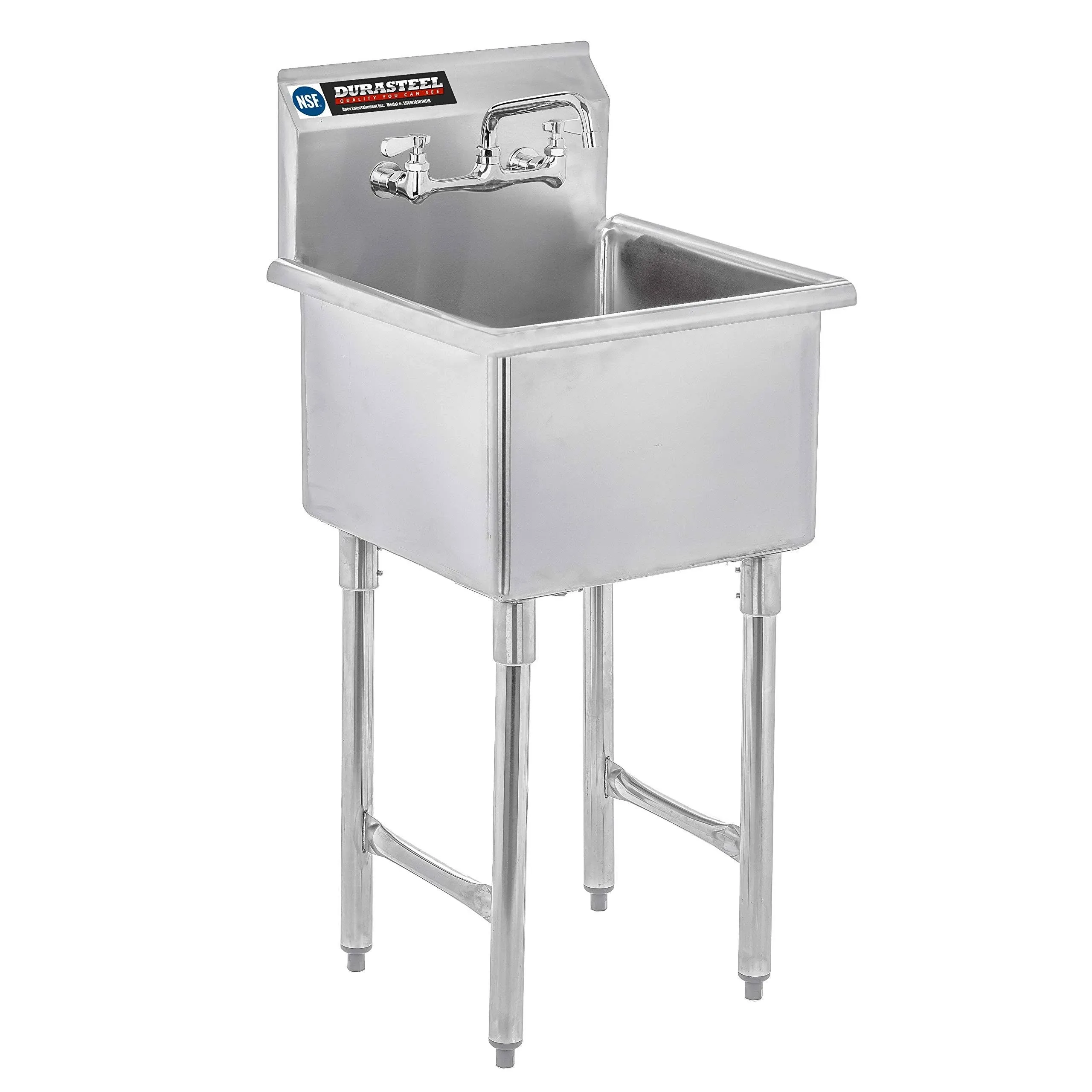 DuraSteel Stainless Steel Prep & Utility Sink - 1 Compartment Commercial Kitchen ...