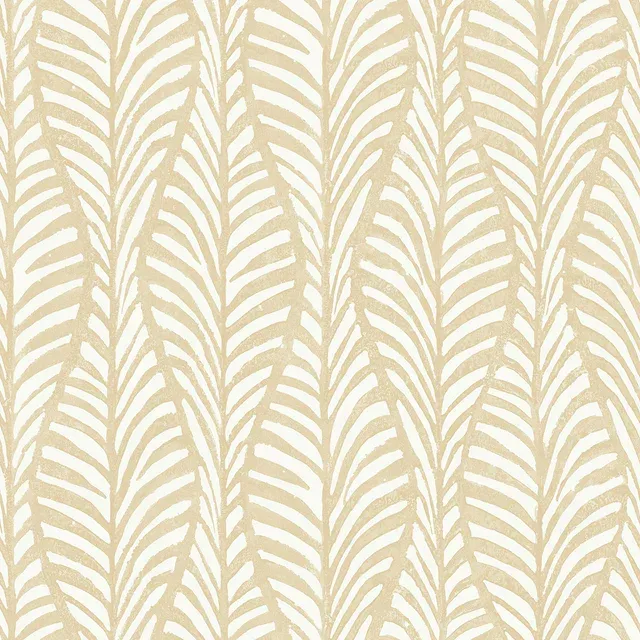 Tempaper Block Print Leaves White Clay Removable Peel and Stick Wallpaper, 20.5" x 16.5'