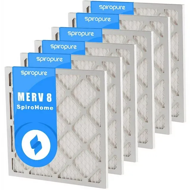 SpiroPure 21.5X29.5X1 MERV 8 Pleated Air Filters - Made in USA (6 Pack)