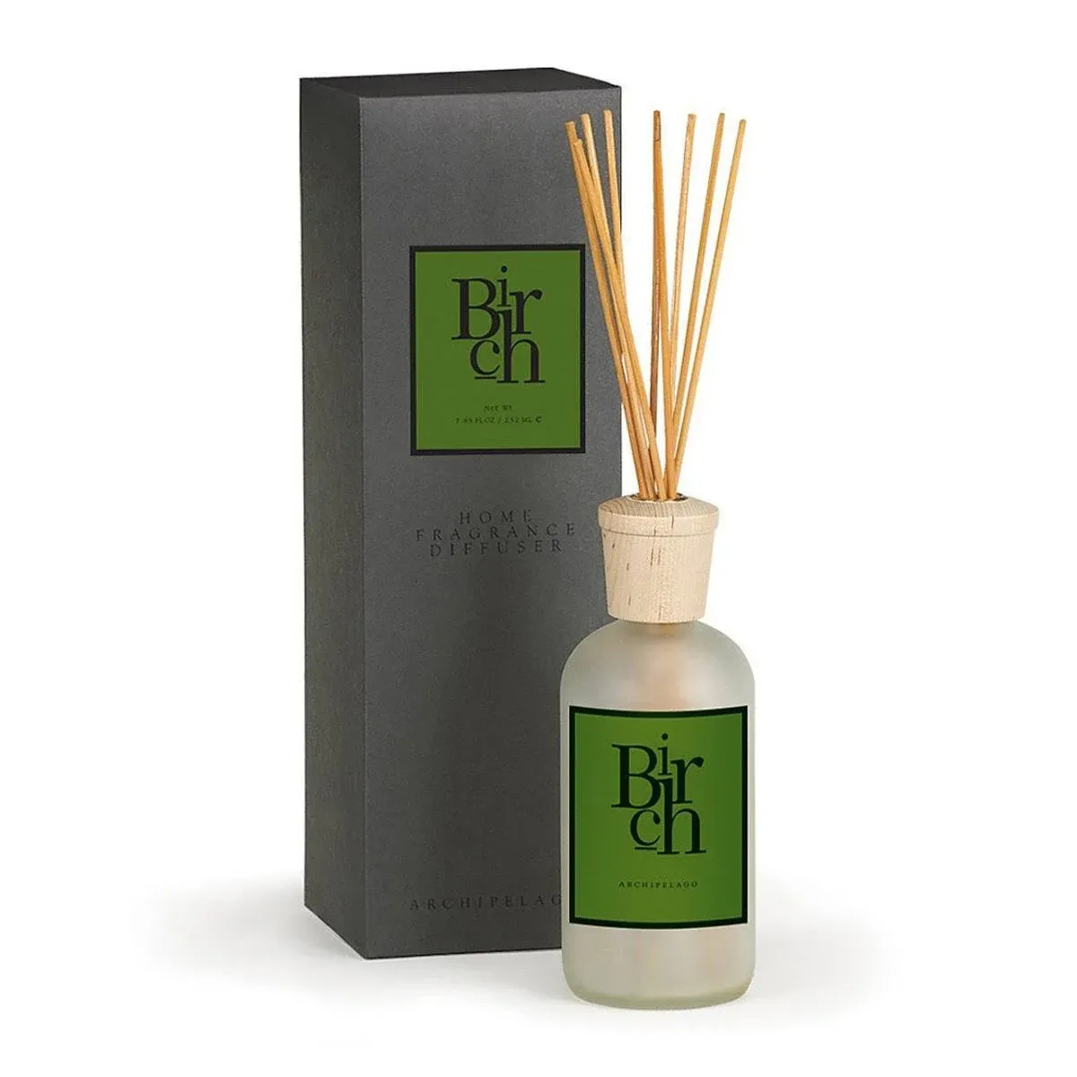 Archipelago Botanicals Birch Reed Diffuser, Includes Fragrance Oil, Decorative Wooden Cap and 10 Diffuser Reeds, Perfect for Home, Office or a Gift (7.85 fl oz)