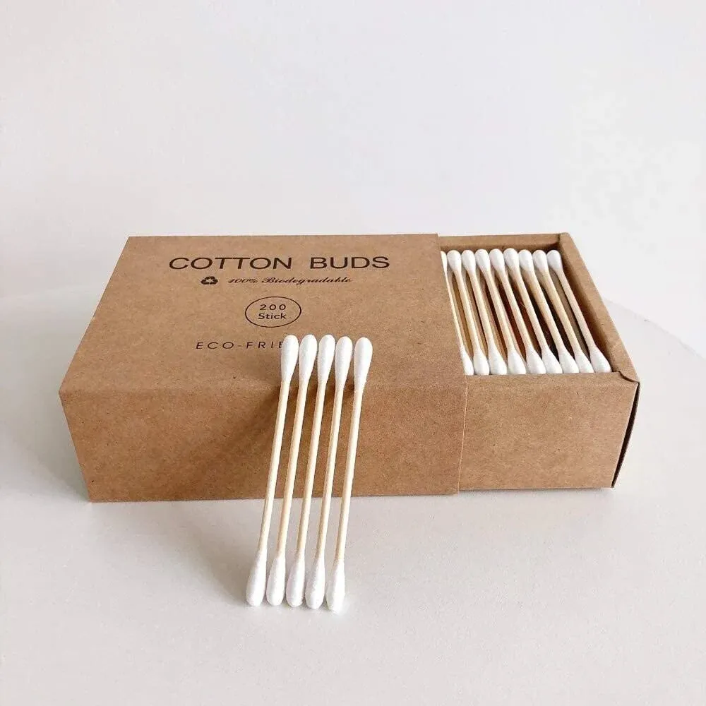 Bamboo Qtips Cotton Swabs With Wooden Sticks Q Tips For Ears Swabs 400 Count Bamboo Cotton Buds