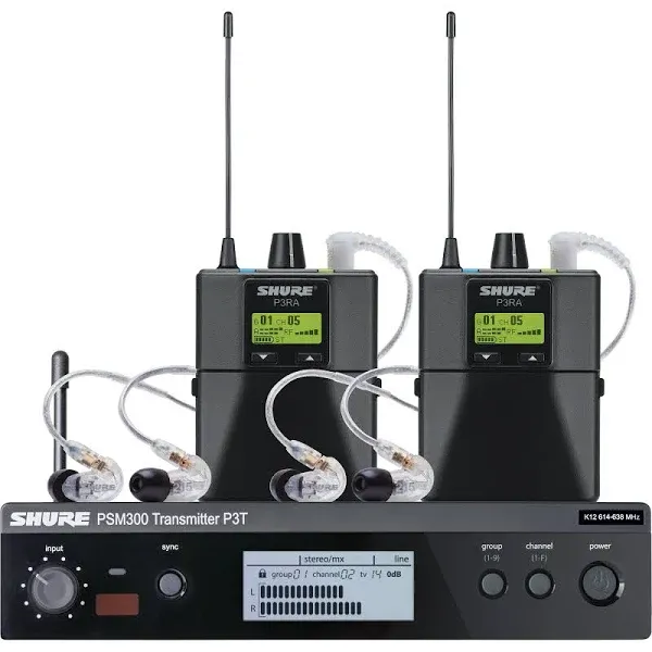 Shure PSM 300 Twin-Pack Pro Wireless In-Ear Monitor Kit H20: 518 to 542 MHz