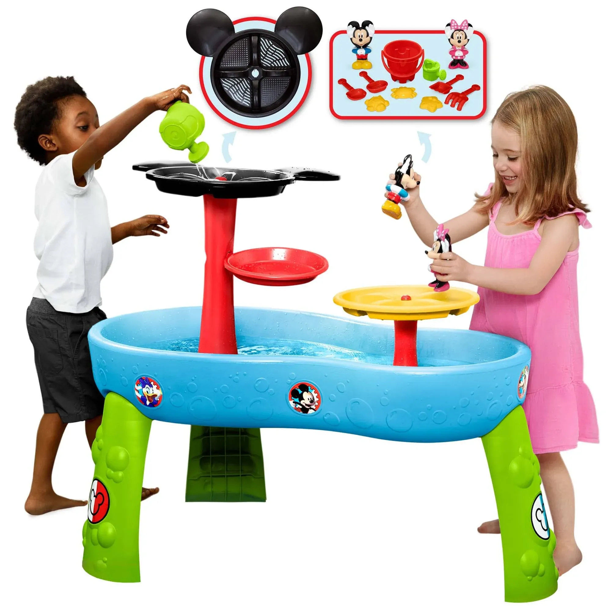 Disney Mickey Mouse Water Table by Delta Children - 3-Tier Water Table with 11-Piece Toy Set, Blue