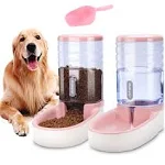 Meikuler Pets Auto Feeder 3.8L,Food Feeder and Water Dispenser Set for Small & Big Dogs Cats and Pets Animals (Pink)