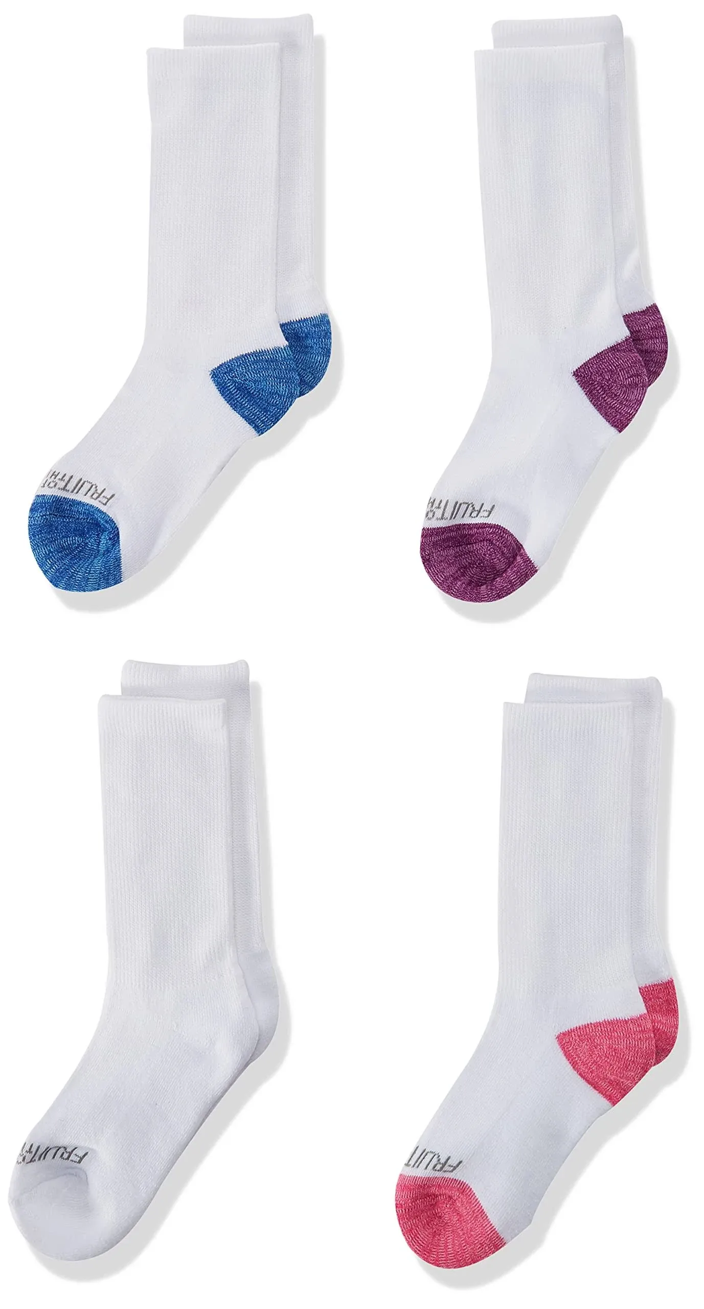 Fruit of The Loom Girls 10-Pair Everyday Soft Crew Casual Sock White 3-5T US