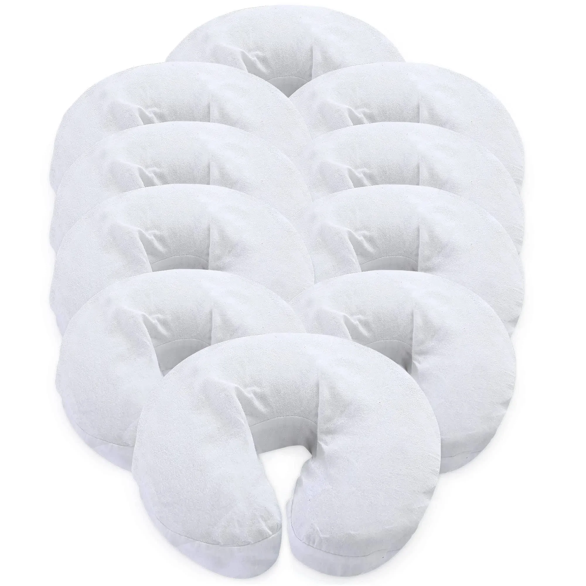 London Linens Pure Cotton Massage Face Cradle Head Foam Cover, White 10-Pack