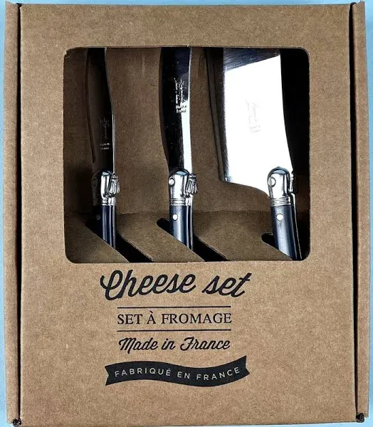 Mini Cheese Knife Set - Black, Set of 3 Utensils, Boxed