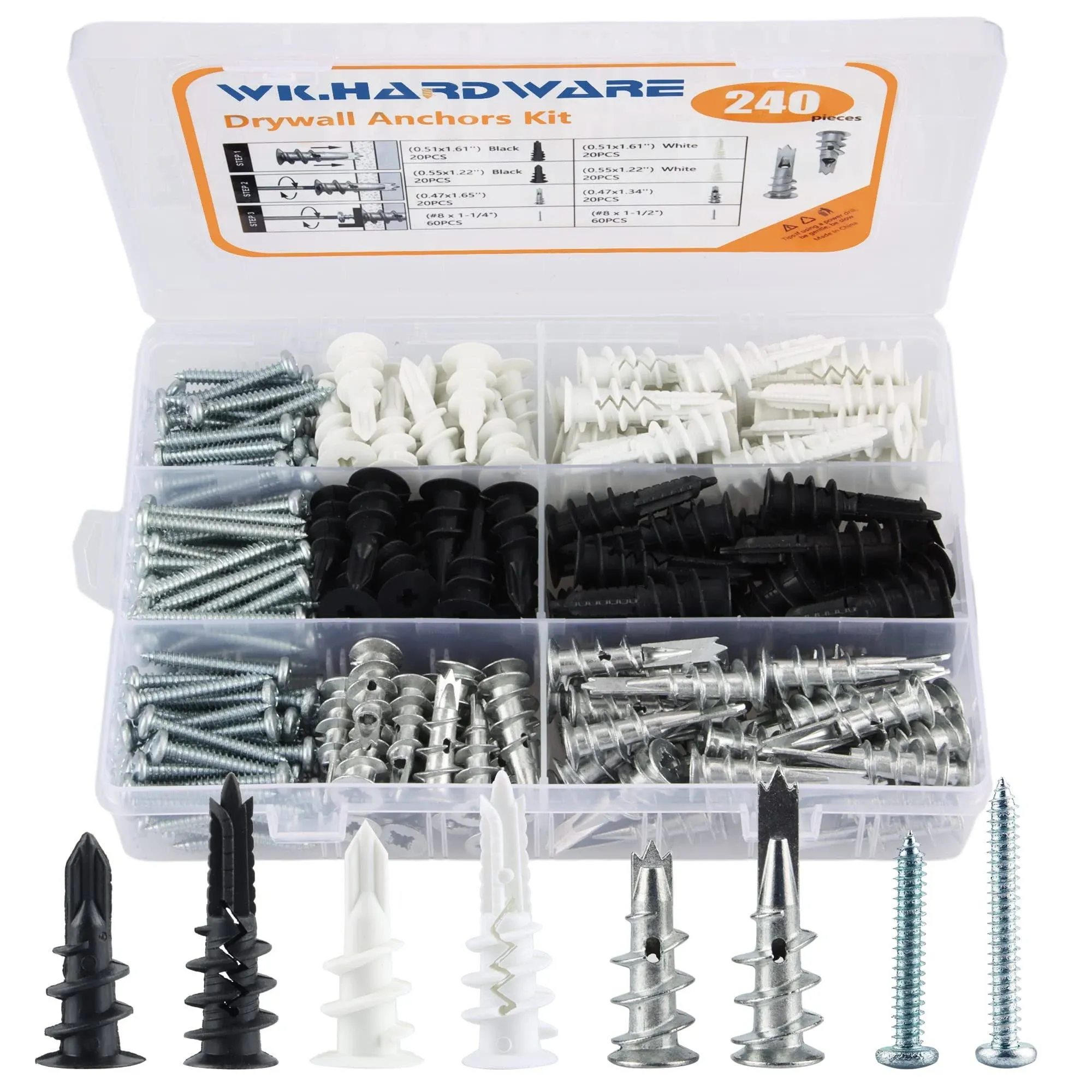 Dry Wall Anchors and Screws Kit 240Pcs,Wall Anchors and Screws for Drywall - ...