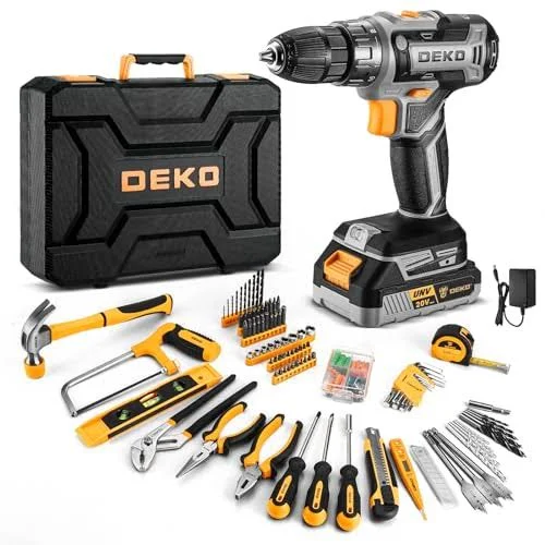 Cordless Drill Tool Kit Set: 20V Power Drill Tool Box with Battery Electric Dril