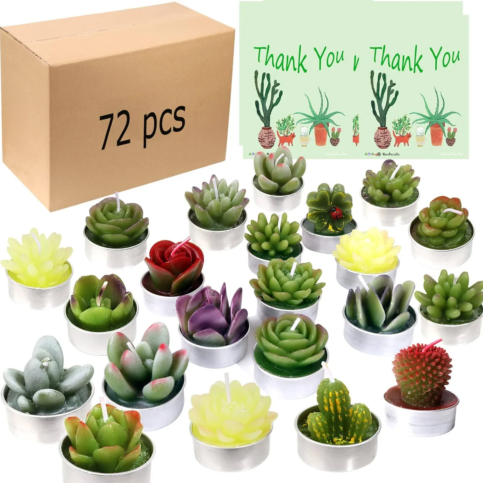 AIXIANG 72 Pcs Succulent Cactus Candles Wedding Party Favors for Guests Bridal Shower Candles Favors Tealight Candles for Home Decoration Festival Party Favors Housewarming Gifts