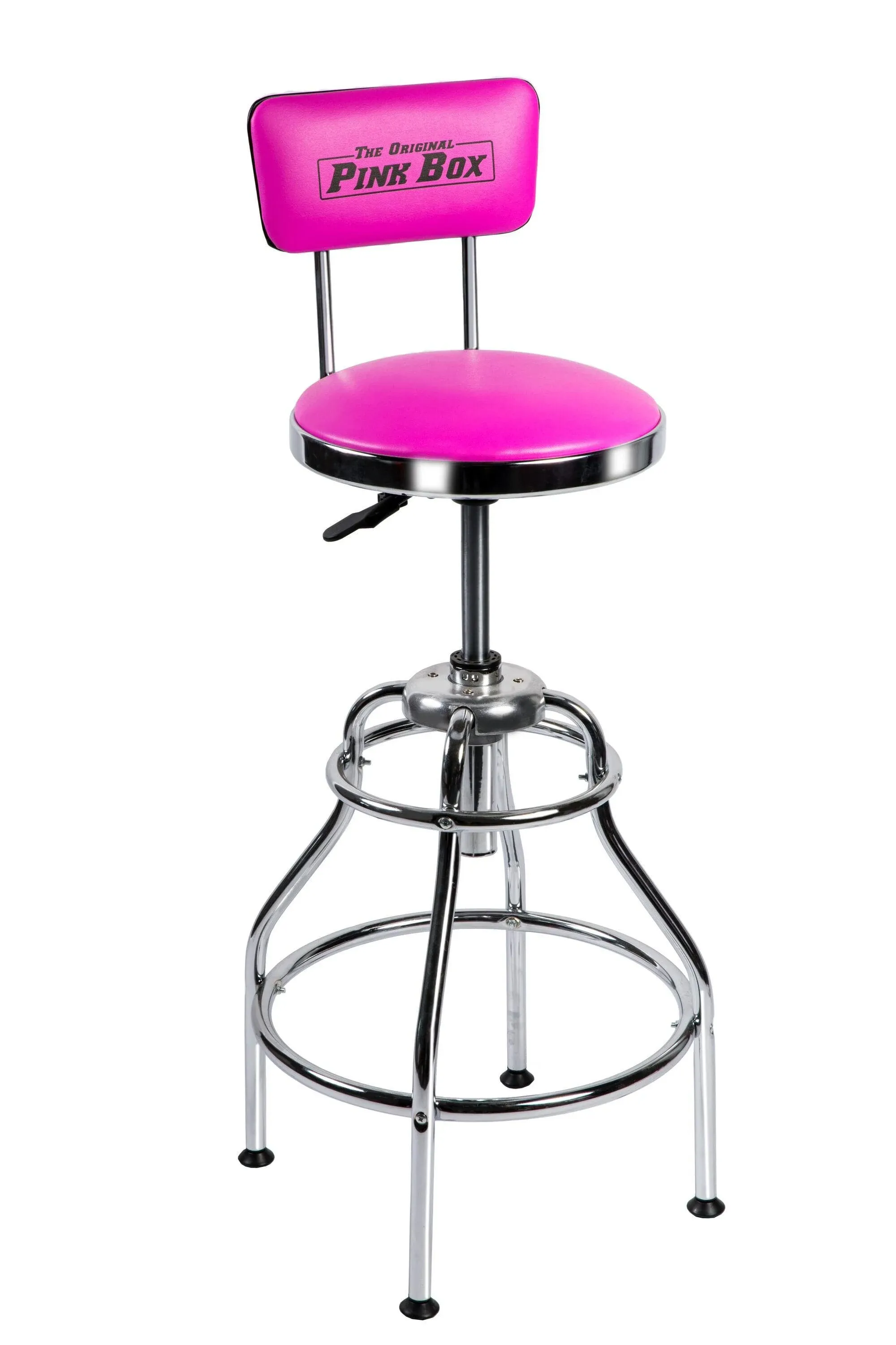 The Original Pink Box PB34SS Swivel Bar Stool With Backrest, Pink