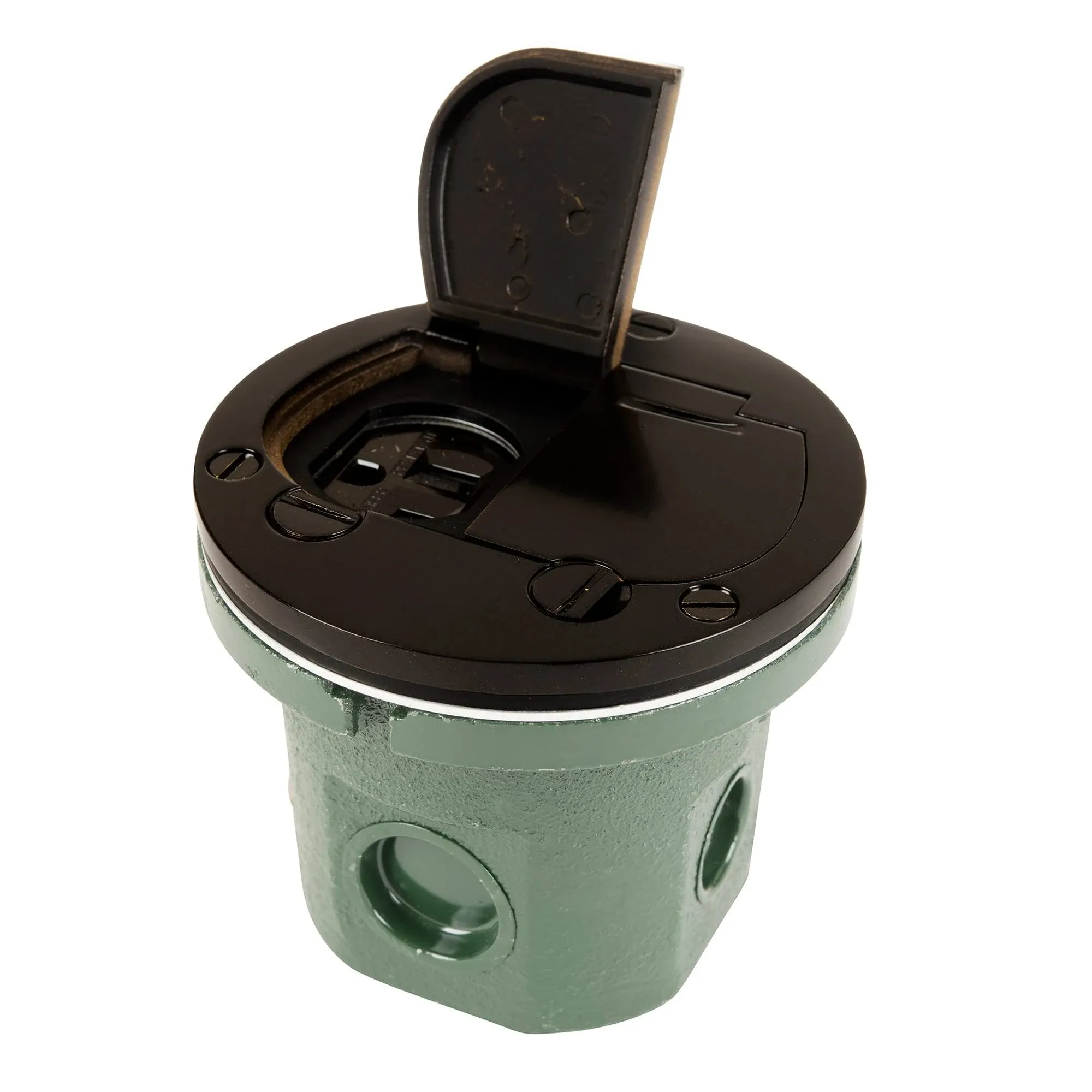 Flush Mounted Round Floor Box (Dual Flip Lid | Power, Dark Bronze)