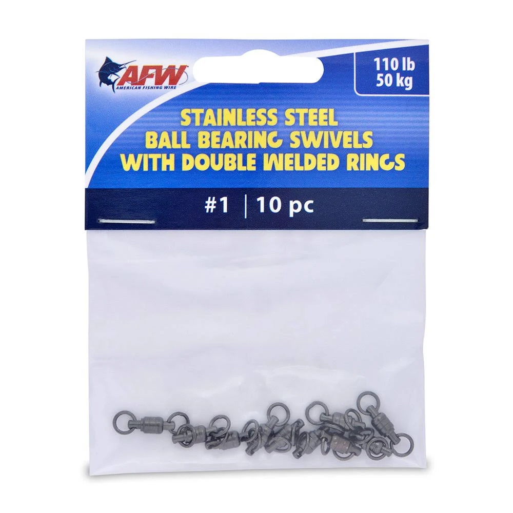 American Fishing Wire Stainless Steel Ball Bearing Swivels with Double Welded Rings