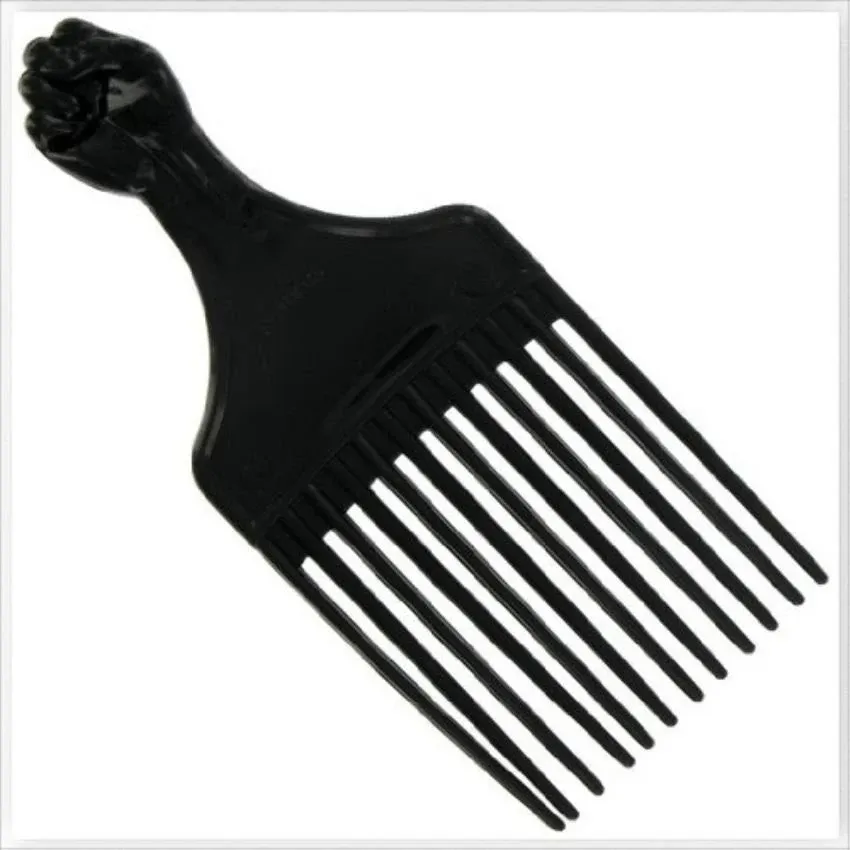 Black Soft 'N Style Hair Pick for Styling Women's and Men's Curly Hair, Plastic Detangler for Wigs, Braids, and Afros