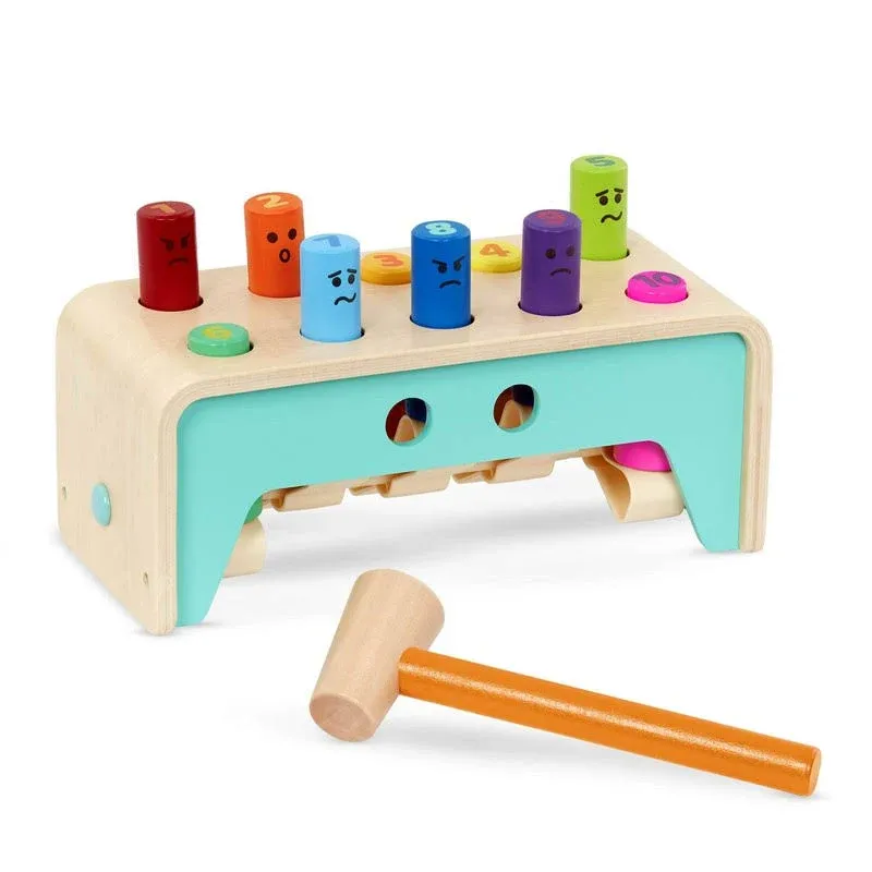 – Wooden Hammer Toy For Kids, Toddlers – Pounding Bench With Pegs And Mallet ...